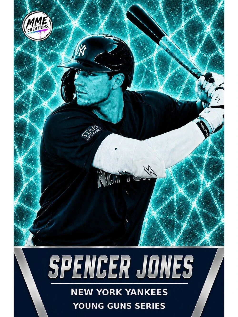 4230 Spencer Jones | Young Guns | Laminated Custom Baseball Card | Teal Ice